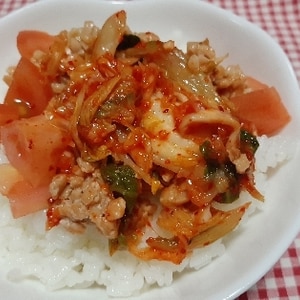 納豆の食べ方-キムチ＆トマト♪